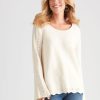 Knitwear Rockmans | Rockmans Long Sleeve Pretty Stitch Knitwear Top