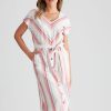 Dresses Rockmans | Rockmans Sleeveless Linen Stripe Dress