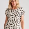 Tops NoniB | Noni B Linen Printed T-Shirt