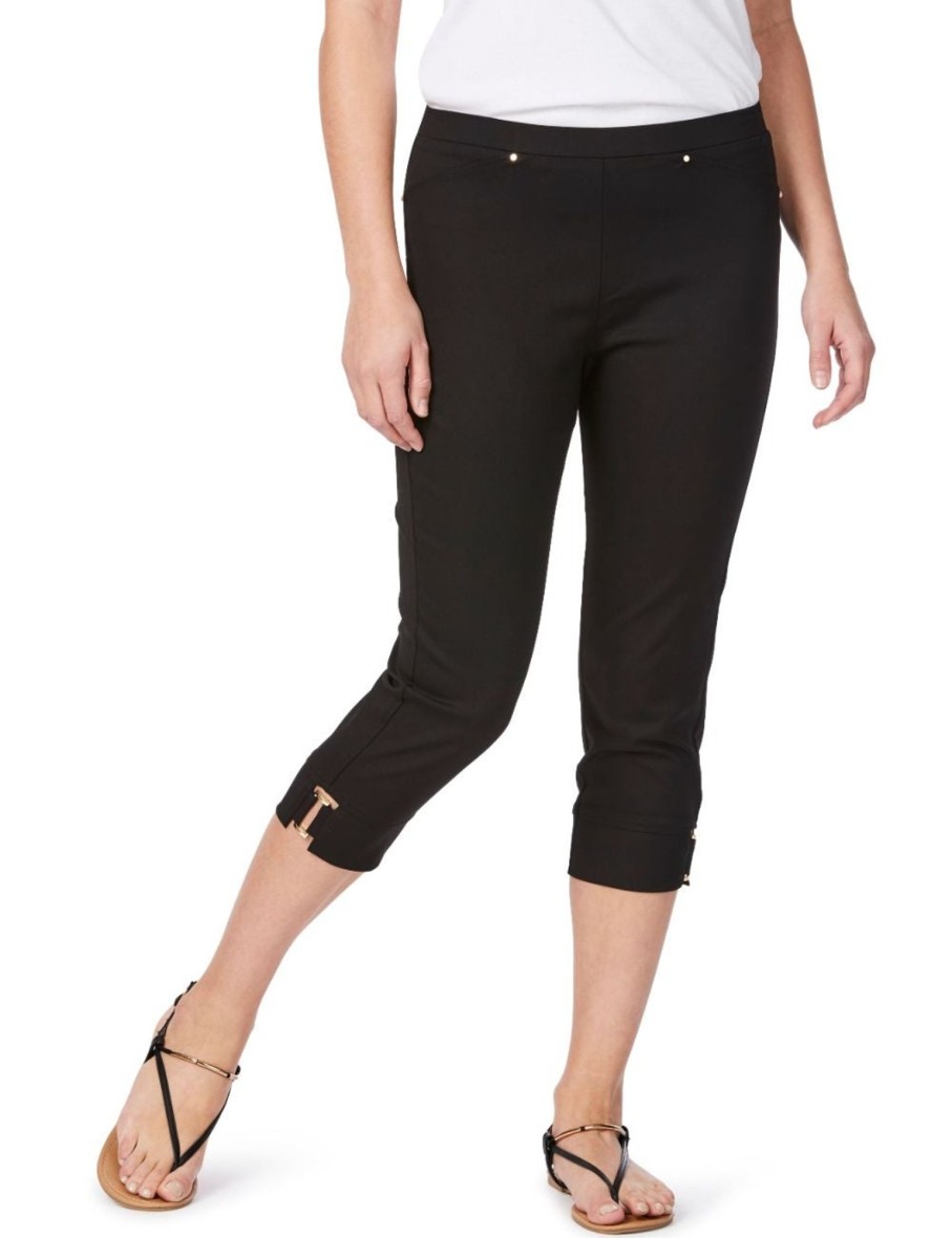 Bottoms Rockmans | Rockmans Crop Buckle Detail Pants