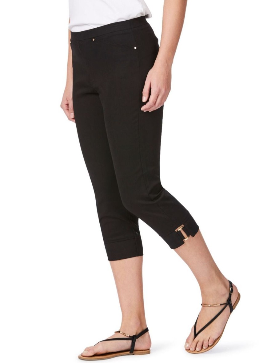 Bottoms Rockmans | Rockmans Crop Buckle Detail Pants