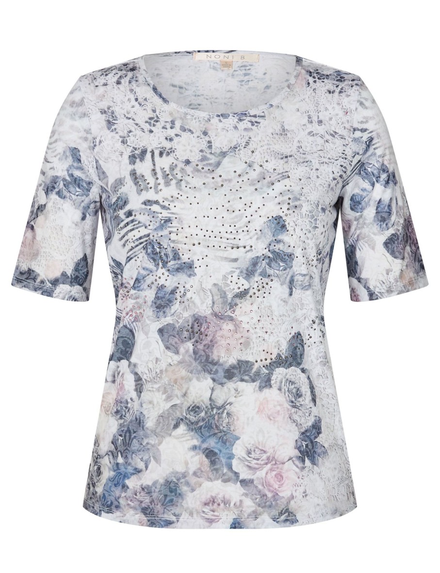 Tops NoniB | Elb Slv Lace Print Top