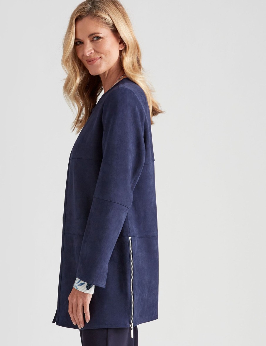 Outerwear NoniB | Noni B Suedette Size Zip Coat