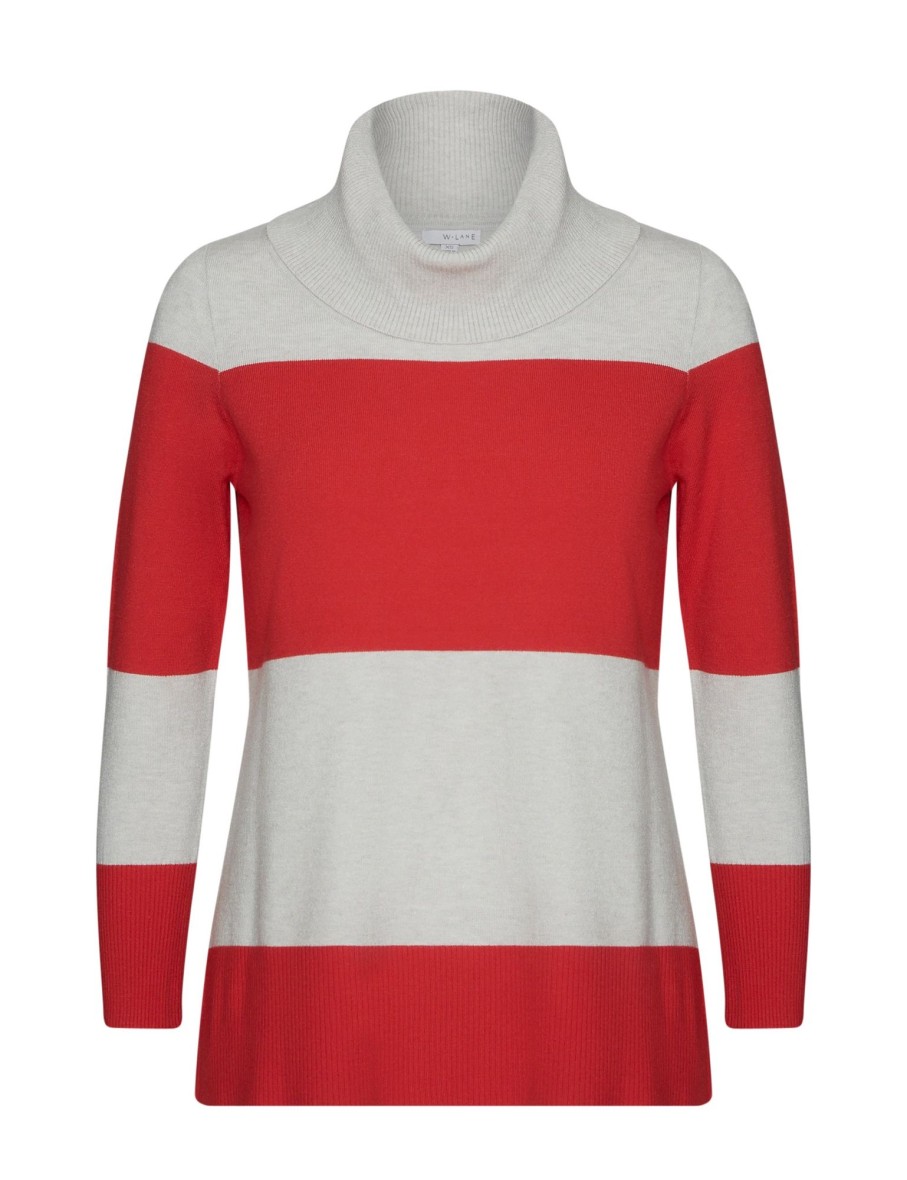 Knitwear WLane | W.Lane Cowl Neck Colourblock Stripe Jumper