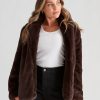 Outerwear Rockmans | Crossroads Faux Fur Shawl Collar Jacket