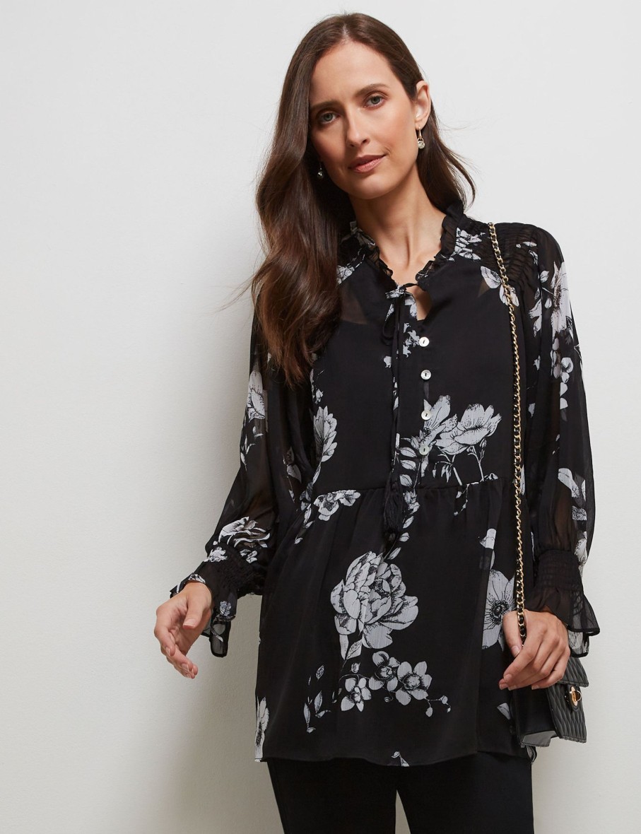 Tops NoniB | Shirred Detail Printed Blouse