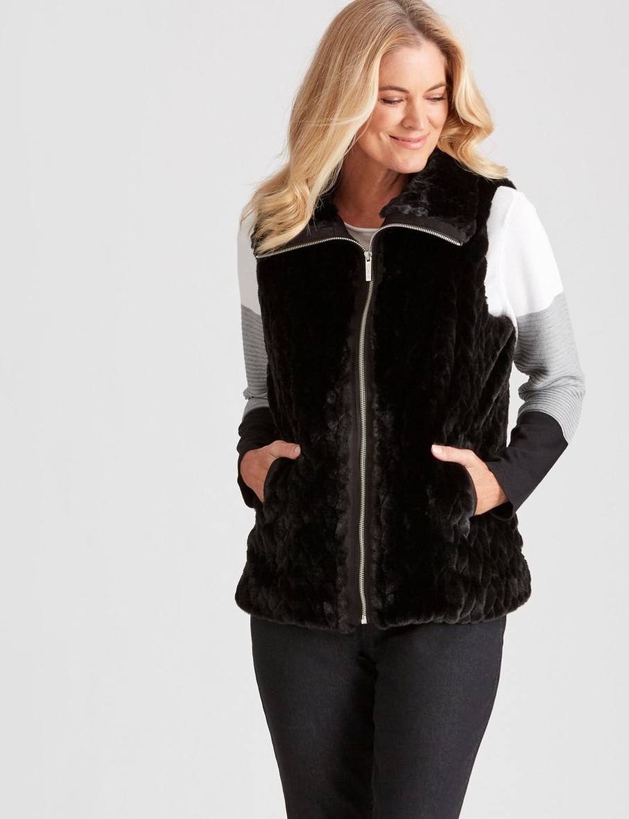 Outerwear NoniB | Noni B Faux Fur Zipped Front Vest