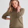 Knitwear Rockmans | Rockmans 3/4 Sleeve Boat Neck Button Detail Knitwear