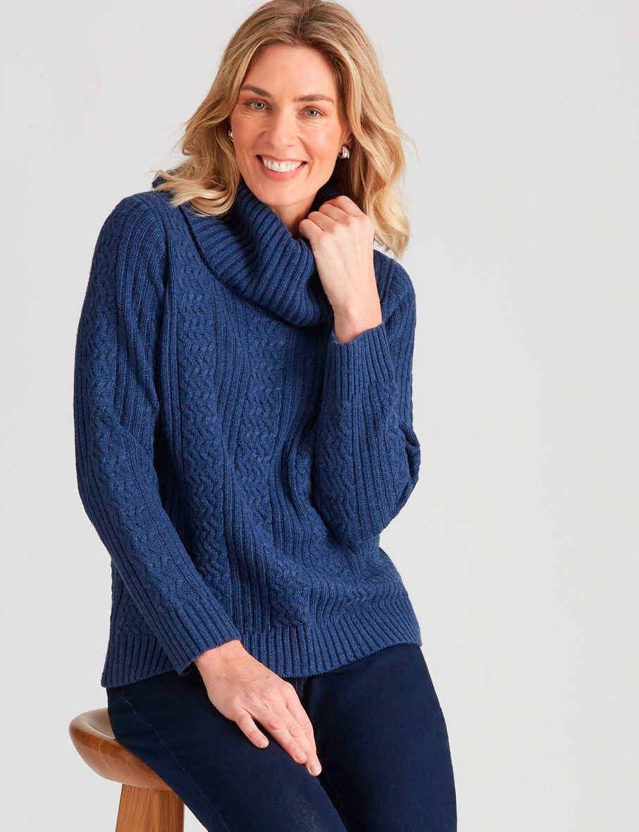 Knitwear NoniB | Noni B Cowl Neck Cable Jumper