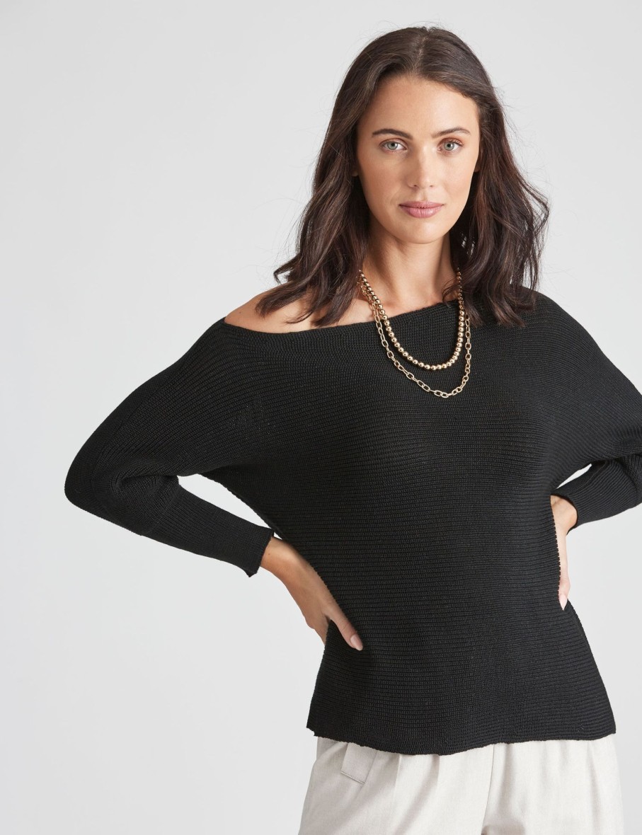 Knitwear Katies | Katies Cotton Blend Off The Shoulder Jumper