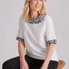 Tops NoniB | Noni B Print Trim Linen Top