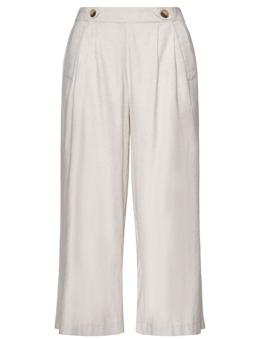 Bottoms Katies | Katies Linen Blend Button Waist Pants