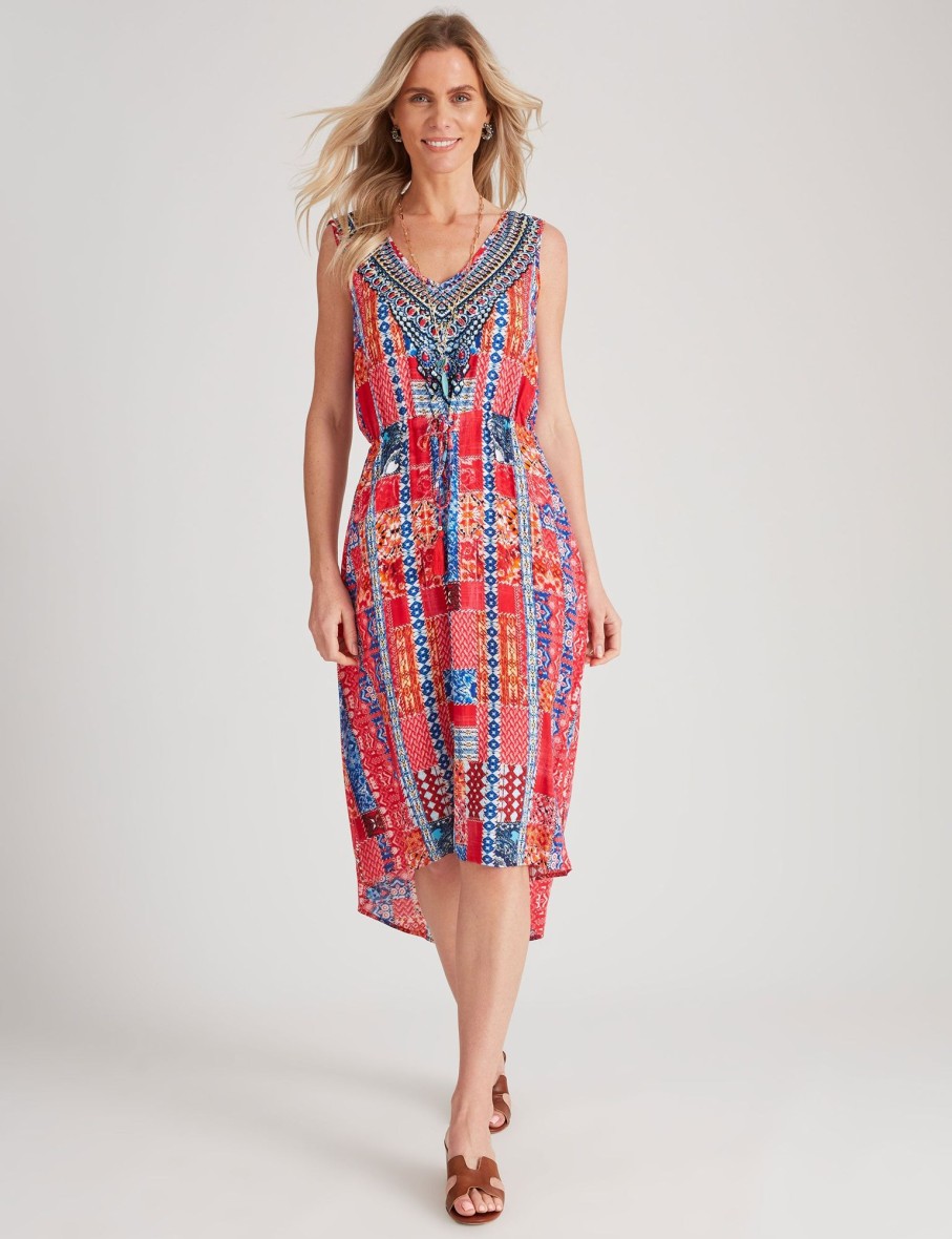 Dresses Millers | Millers Placement Printed Dipped Hem Dress With Heatseal