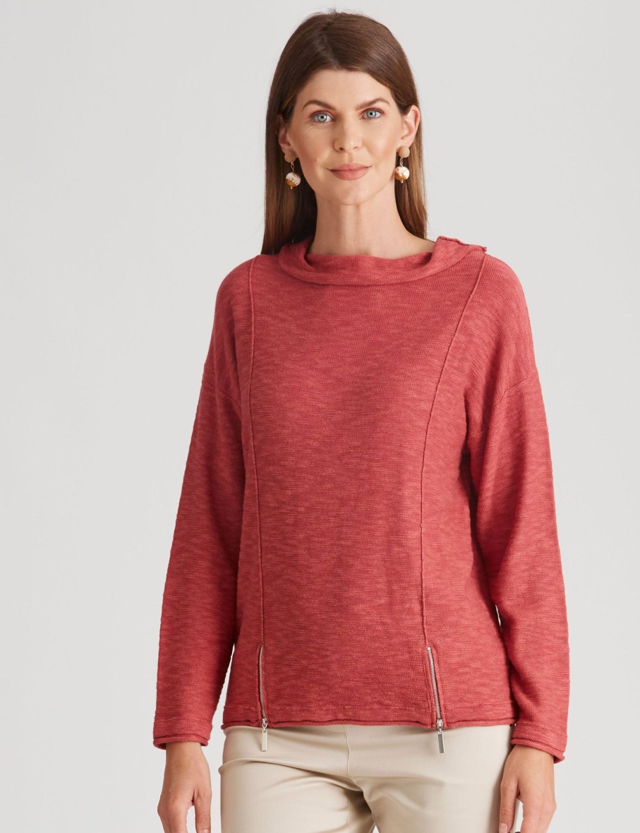 Knitwear WLane | W.Lane Zipped Front Cowl Pullover Top