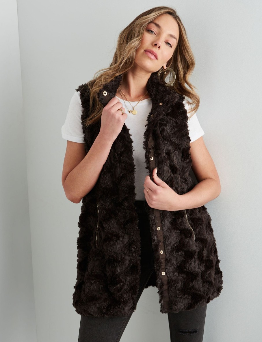 Outerwear Rockmans | Rockmans Teddy Gilet Top