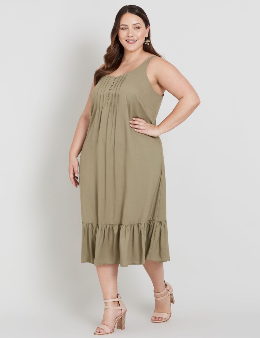 Dresses Beme | Beme Sleeveless Pintuck Linen Midi Dress