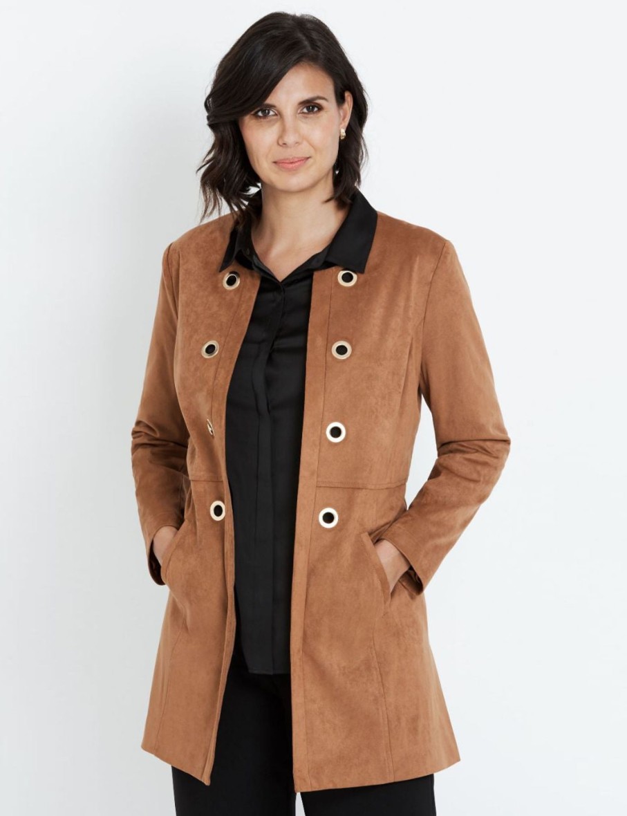 Outerwear LizJordan | Liz Jordan L/Line Eyelet Suedette Jacket