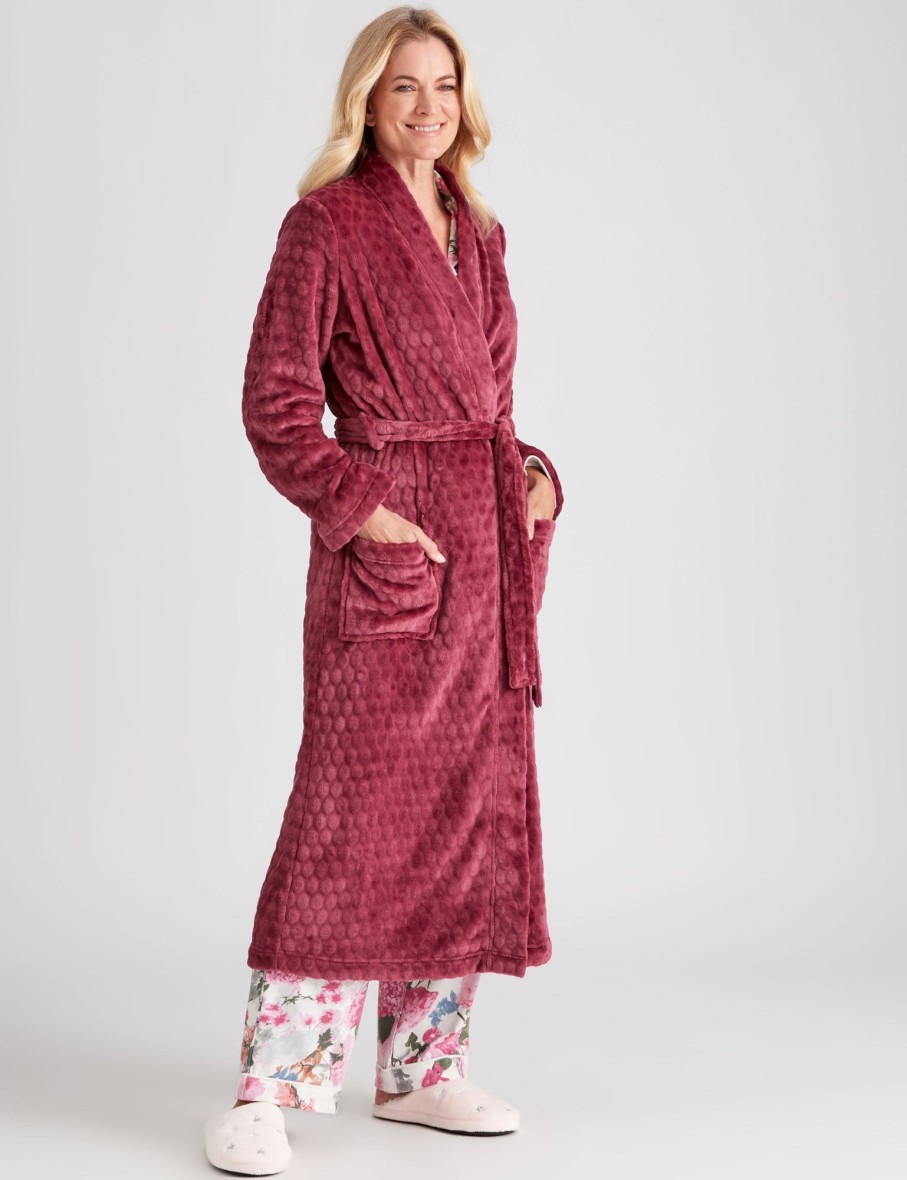 Sleepwear NoniB | Noni B Long Sleeve Plush Polka Dot Robe