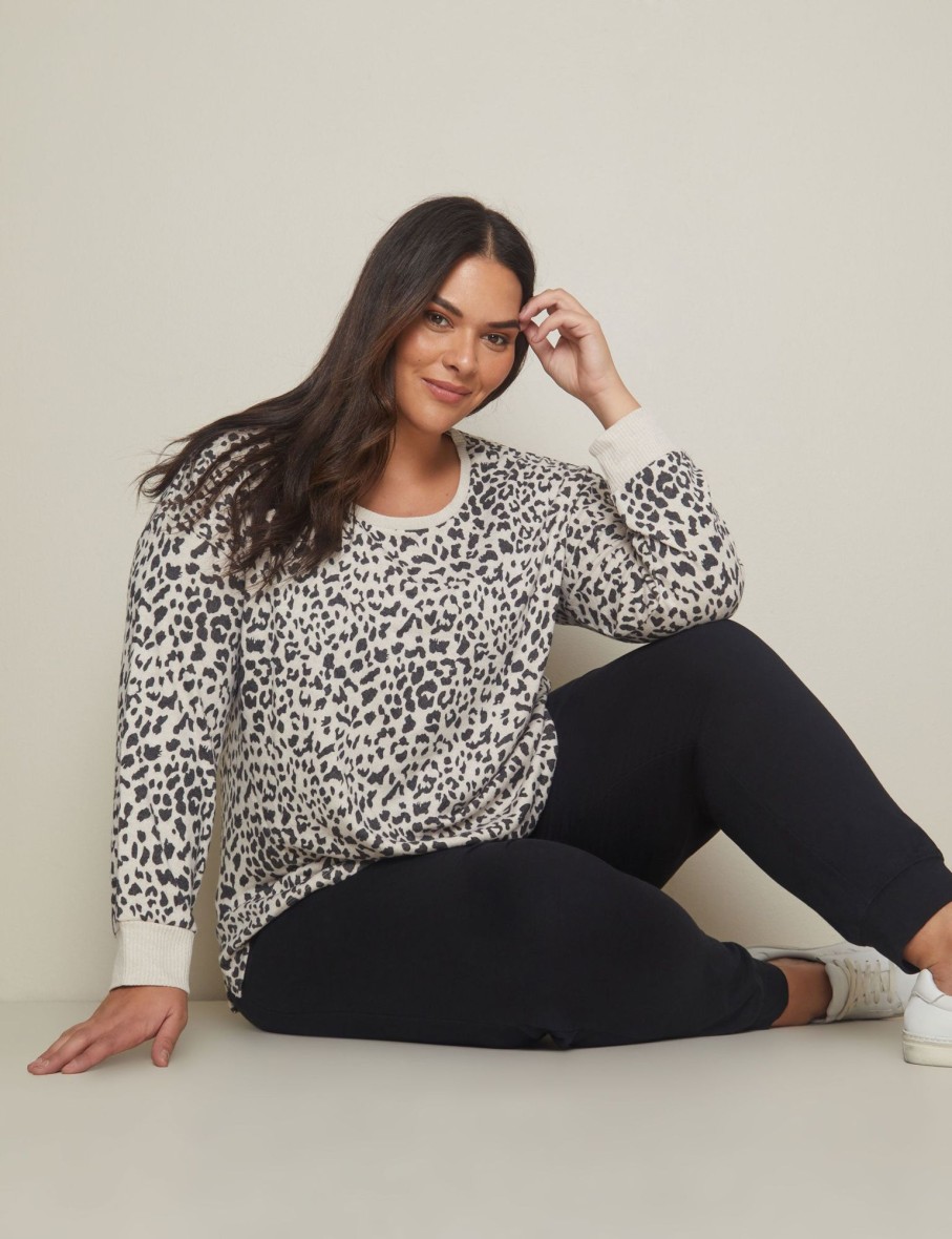 Tops Autograph | Autograph Long Sleeve Printed Fluffy Knitwear Top