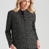 Outerwear NoniB | Noni B Zipped Front Check Knitwear Jacket