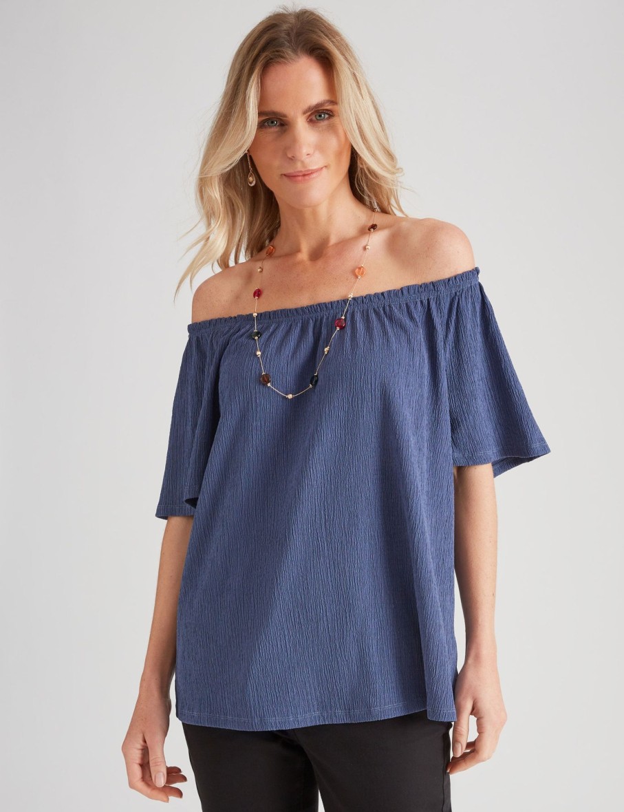 Tops Millers | Millers Short Sleeve Textured Peasant Top