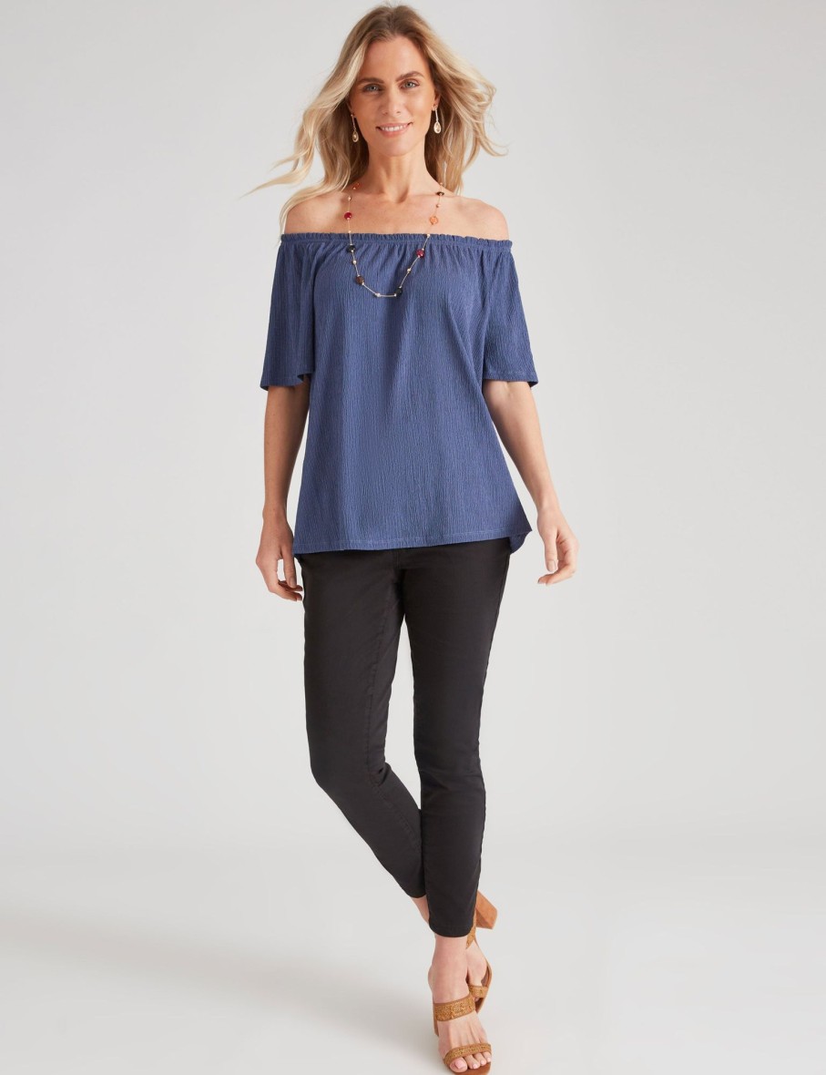 Tops Millers | Millers Short Sleeve Textured Peasant Top