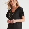 Tops Millers | Millers Knit Broidery V Neck Top