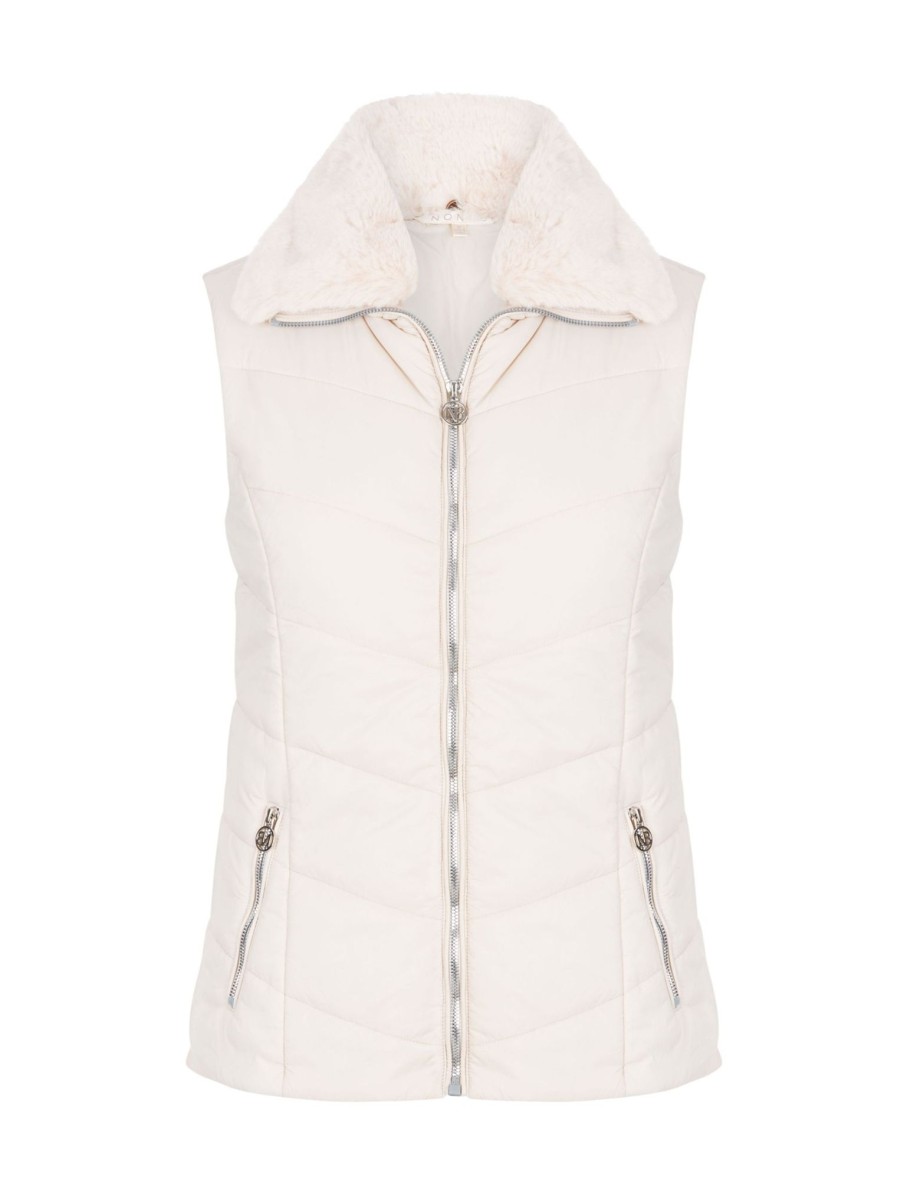 Outerwear NoniB | Noni B Sleeveless Fur Collar Puffer Vest