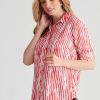 Tops NoniB | Noni B Short Sleeve Stripe Shirt