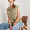 Tops Katies | Katies Linen Cap Sleeve Pocket Front Shirt