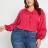 Tops Beme | Beme Long Sleeve Frill Neck Tie Top