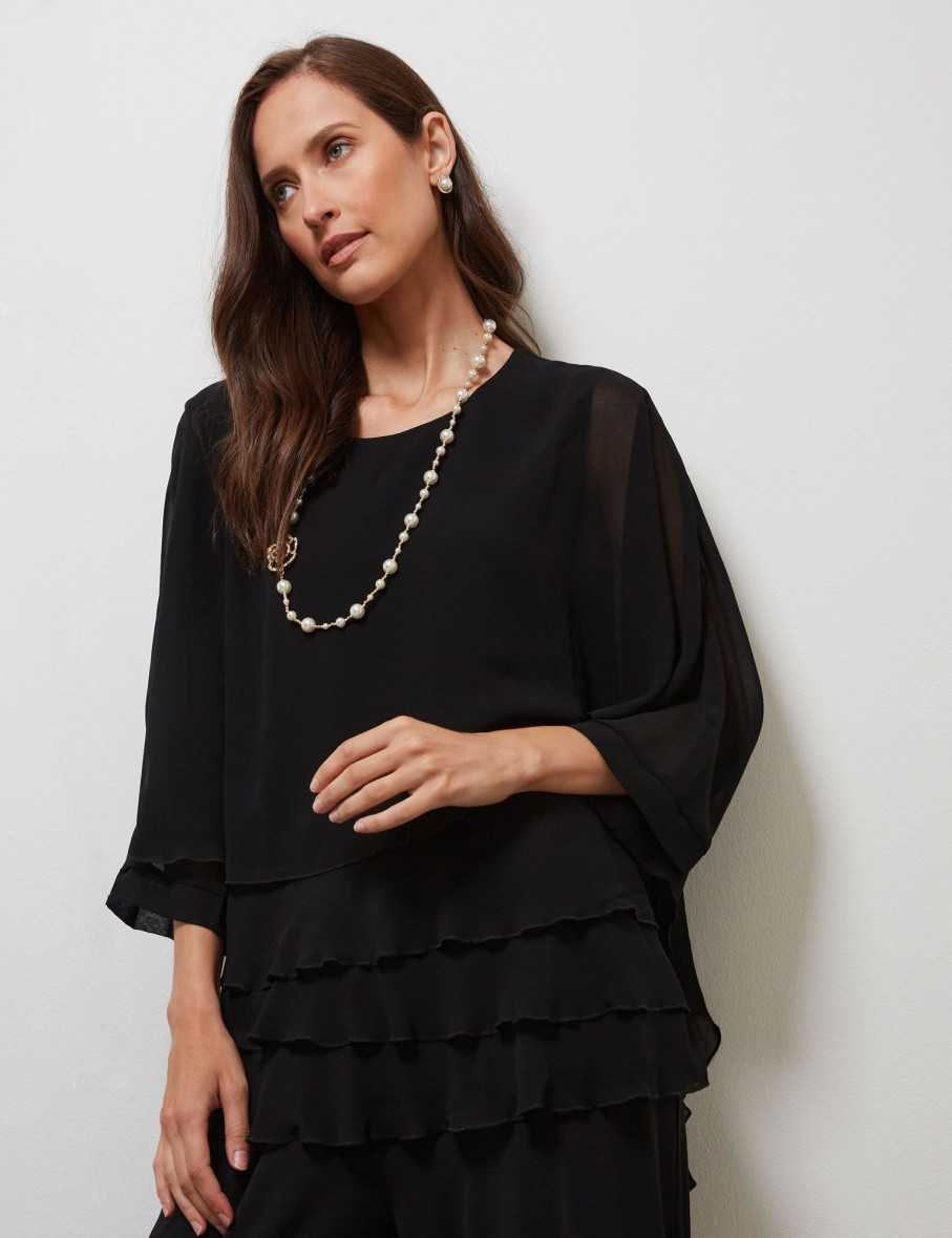 Tops NoniB | Tiered Hem Overlay Cape Top