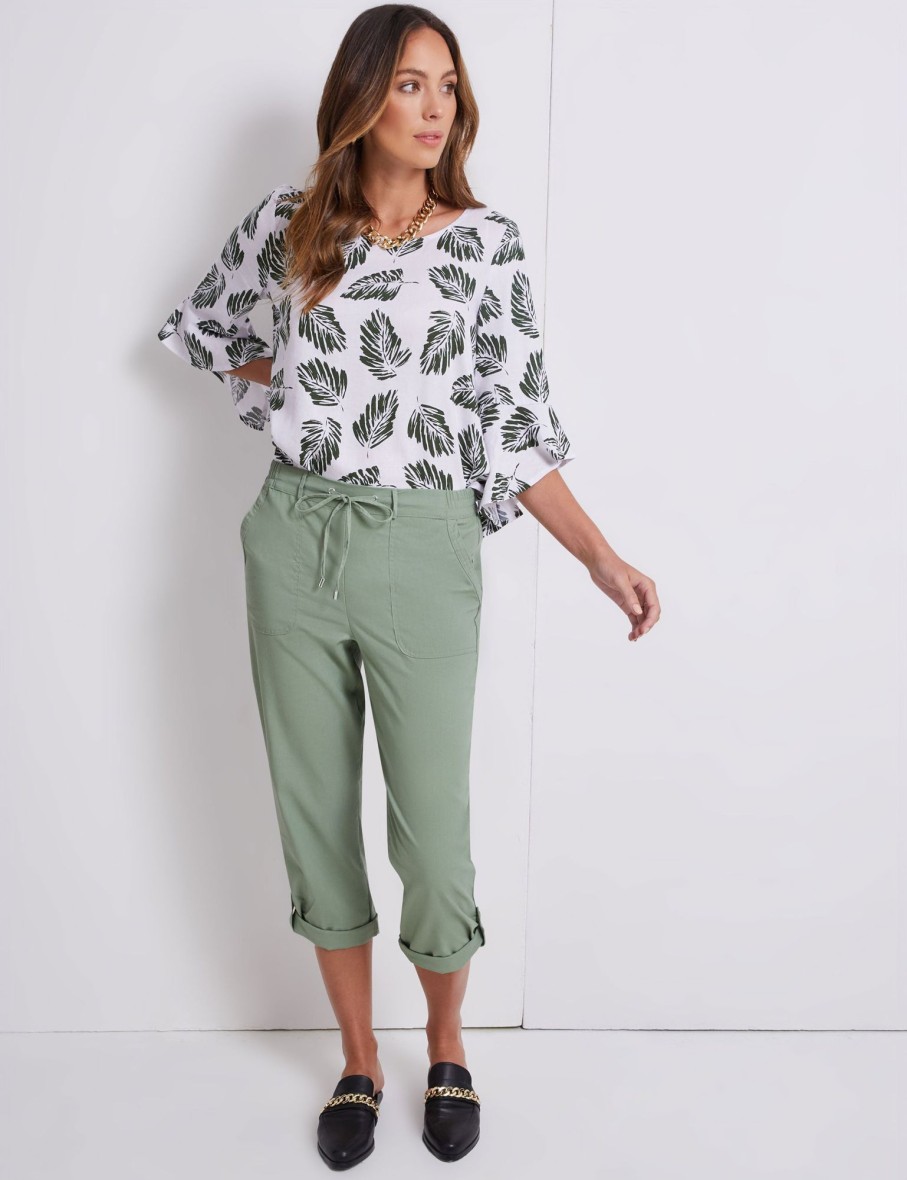 Bottoms Katies | Katies Linen Ankle Roll Up Pants