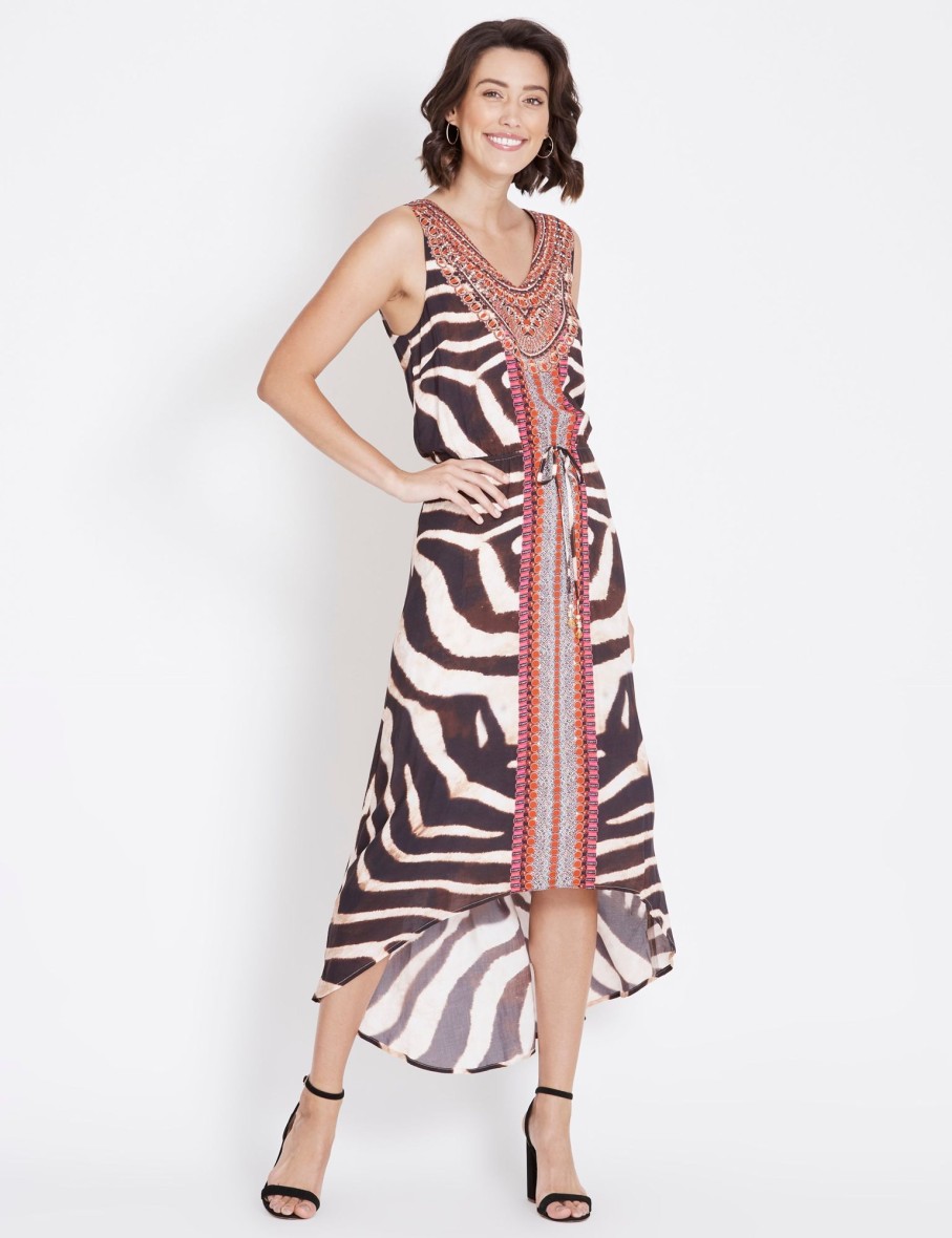 Dresses Rockmans | Rockmans Jewelled High Low Maxi Dress