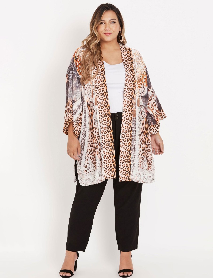 Outerwear Beme | Beme 3Q Sleeve Placement Prt Kimono