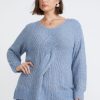 Knitwear Beme | Beme Long Sleeve V-Neck Chenille Jumper