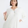 Tops Beme | Beme 3/4 Sleeve Knitwear Chain Neck Top