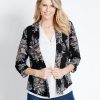 Outerwear Rockmans | Rockmans 3/4 Sleeve Printed Blazer