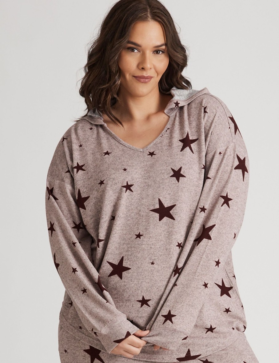 Sleepwear Autograph | Autograph Printed Fluffy Long Sleeve Hoodie Top