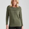 Tops NoniB | Noni B Cowl Neck Chevron Knitwear Top