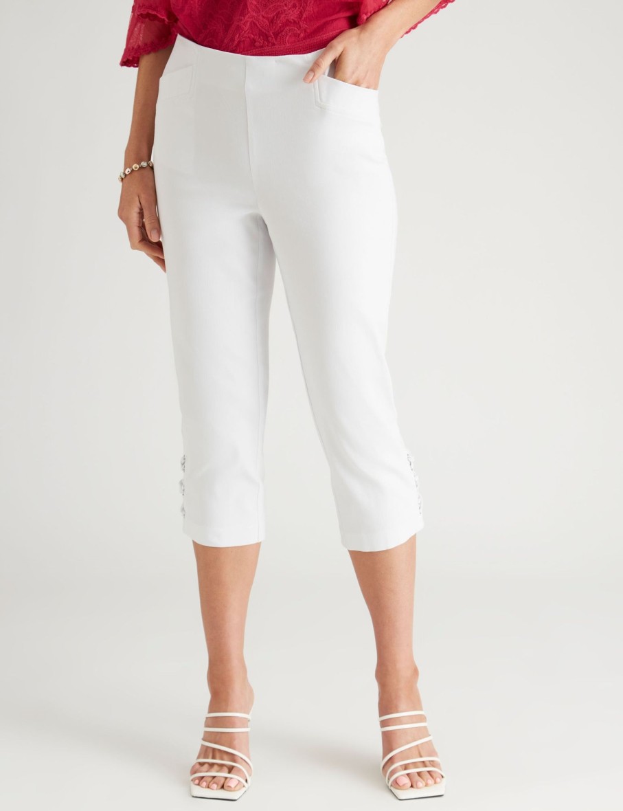 Bottoms Millers | Miller Crop Length Eyelet/ Lace Up Hem Split Pants