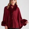 Knitwear LizJordan | Liz Jordan Fur Trim Poncho