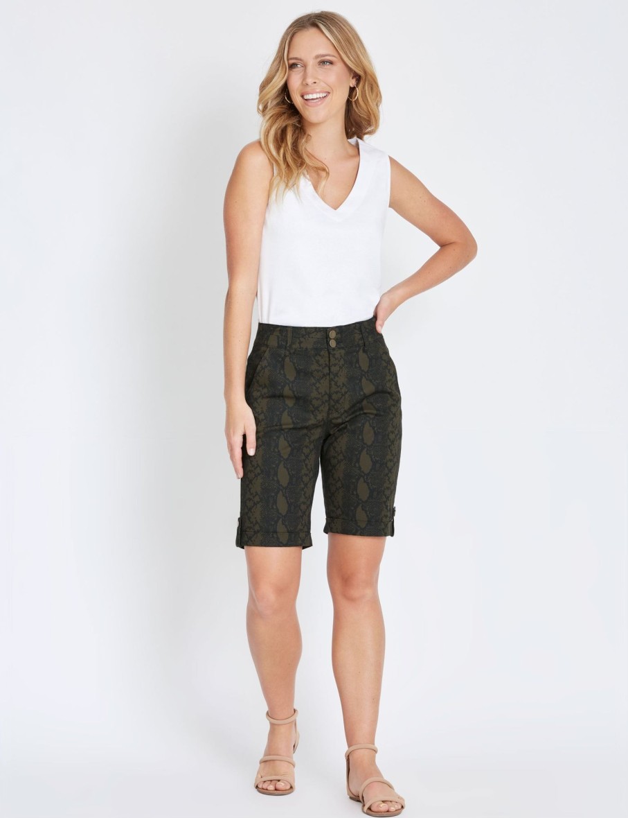 Bottoms Rockmans | Rockmans Above Knee Snake Print Shorts