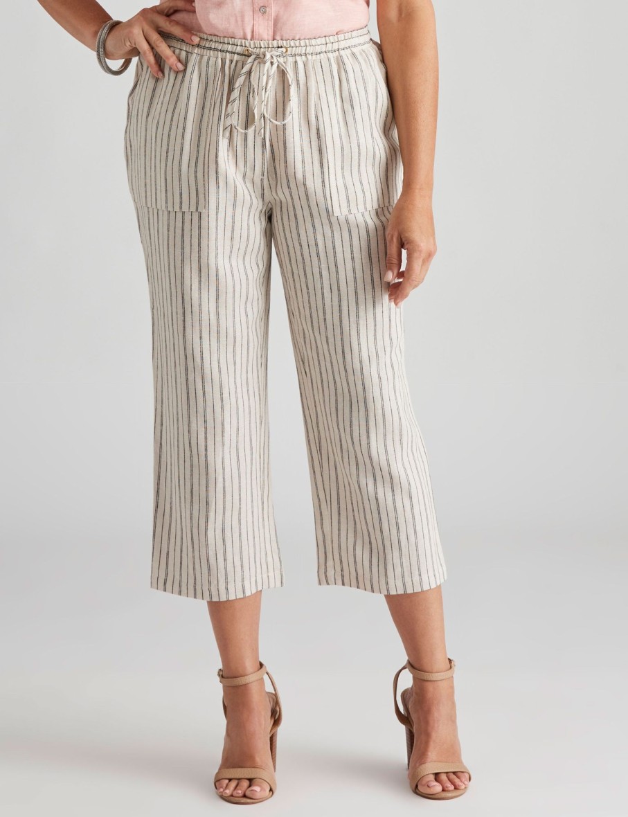 Bottoms Millers | Miller Crop Length Drawcord Waist Linen Blend Pants