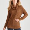 Knitwear Rockmans | Rockmans Long Sleeve Cable Roll Neck Knitwear Top