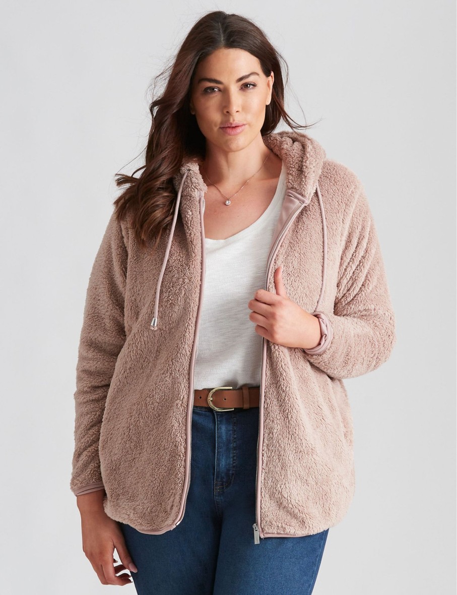 Outerwear Beme | Beme Long Sleeve Teddy Snuggle Jacket