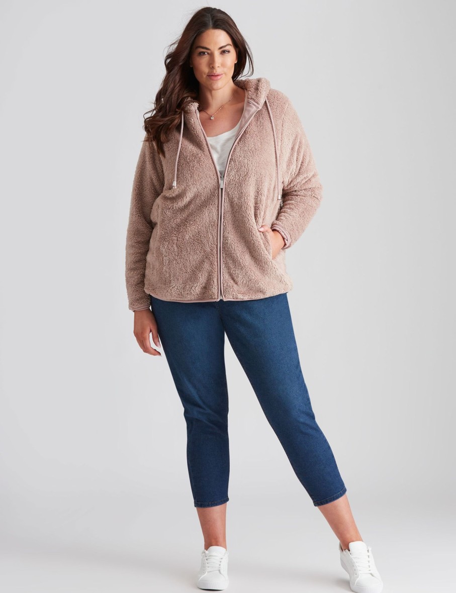 Outerwear Beme | Beme Long Sleeve Teddy Snuggle Jacket