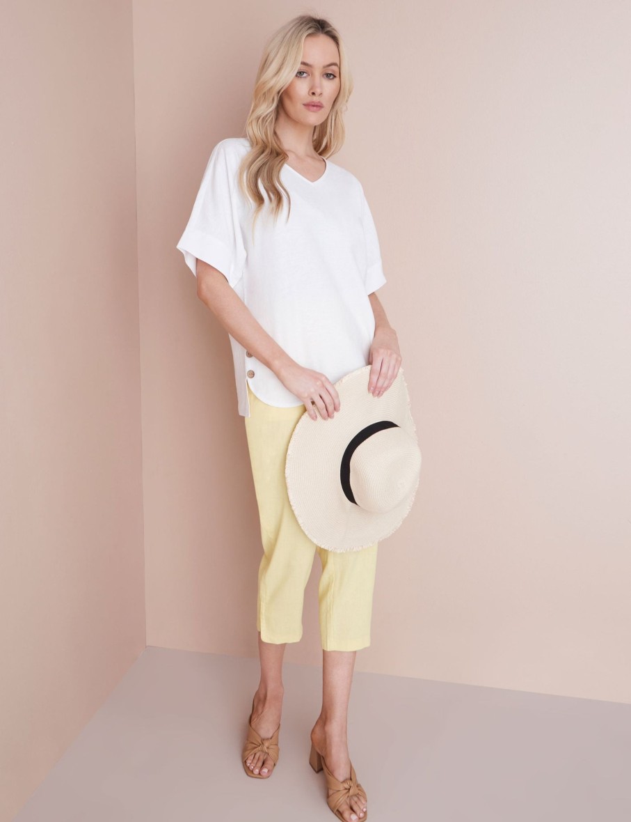 Tops NoniB | V-Neck Linen Button Detail Top