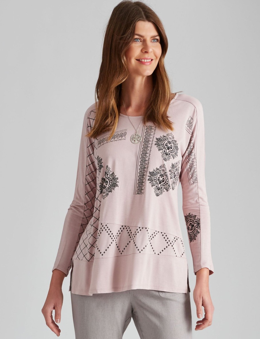 Tops WLane | W.Lane Woven Hem Printed Knitwear Top