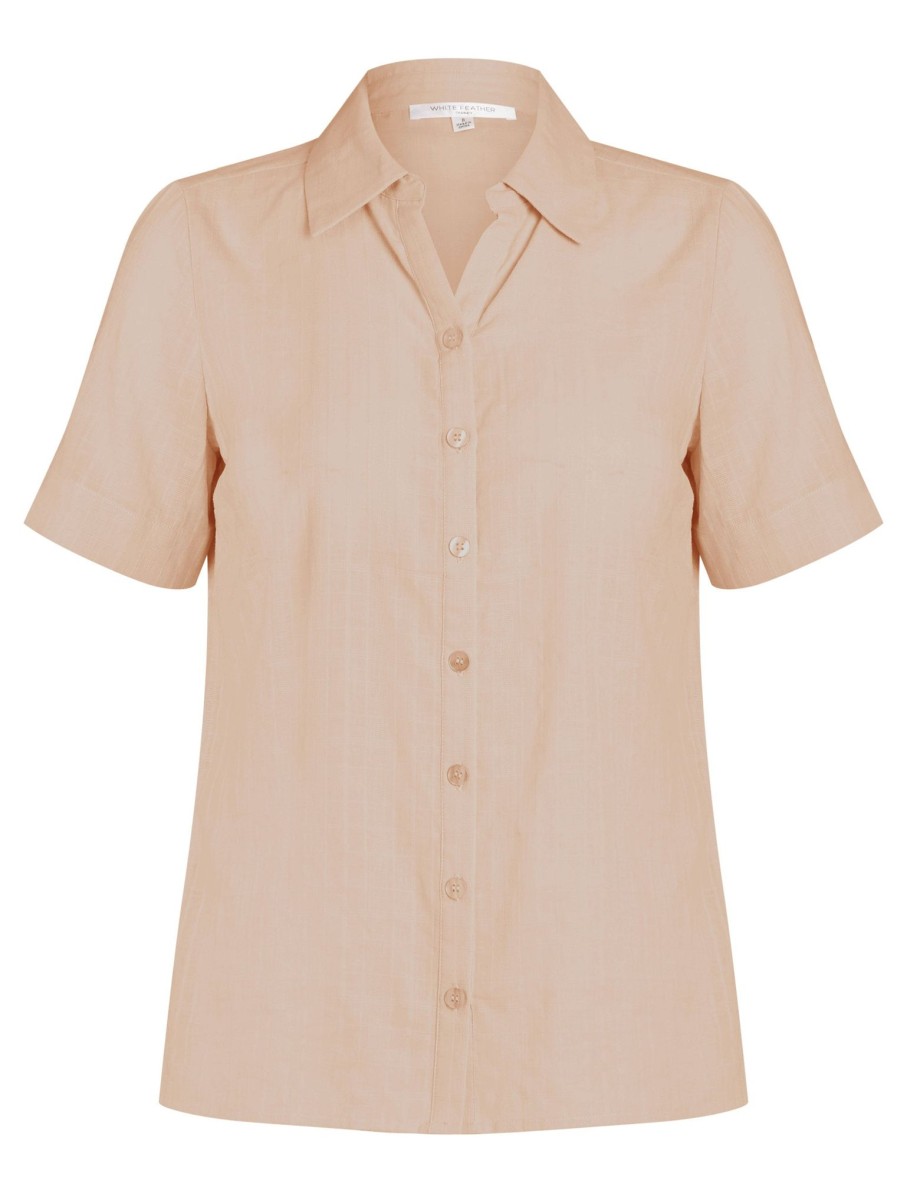 Tops NoniB | Noni B Short Sleeve Dobby Shirt